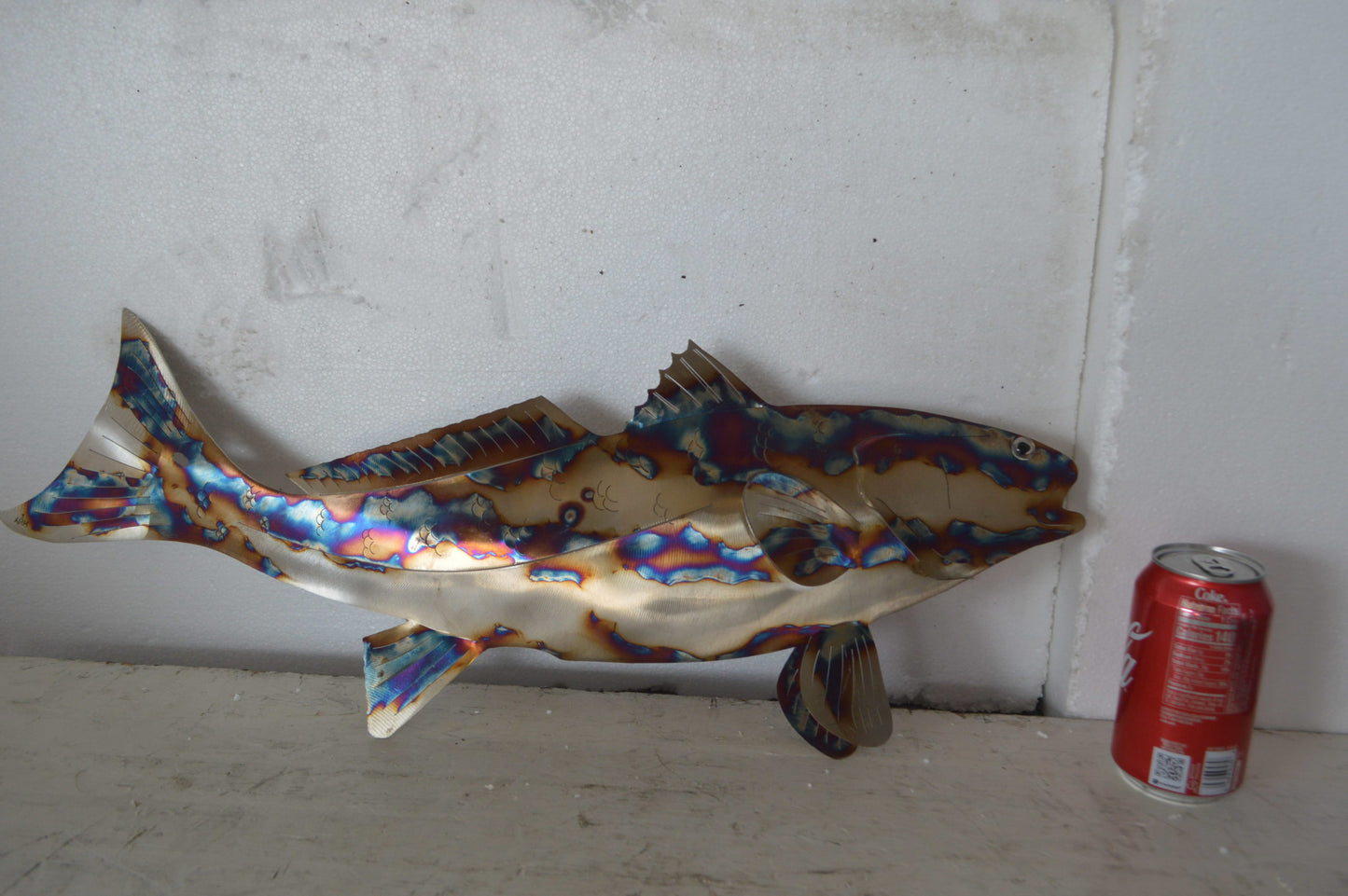 Fish laser cut steel wall mounted - Size: 25"L x 2"W x 9"H.