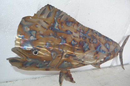 Mahi-Mahi fish laser cut steel wall mounted - Size: 26"L x 2"W x 14"H.