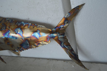 Mahi-Mahi fish laser cut steel wall mounted - Size: 26"L x 2"W x 14"H.