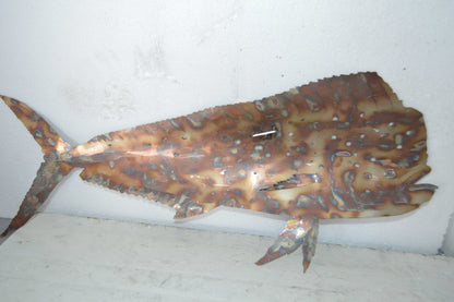 Mahi-Mahi fish laser cut steel wall mounted - Size: 26"L x 2"W x 14"H.