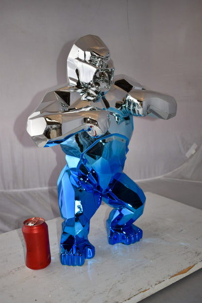 Textile Blue and Silver King Kong Statue  Size: 18" x 9" x 23"H