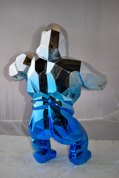 Textile Blue and Silver King Kong Statue  Size: 18" x 9" x 23"H