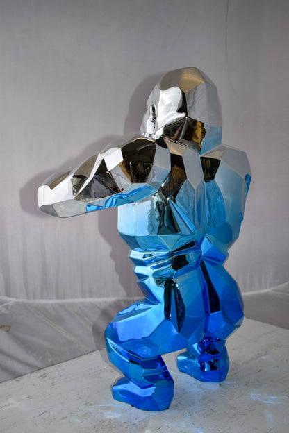 Textile Blue and Silver King Kong Statue  Size: 18" x 9" x 23"H