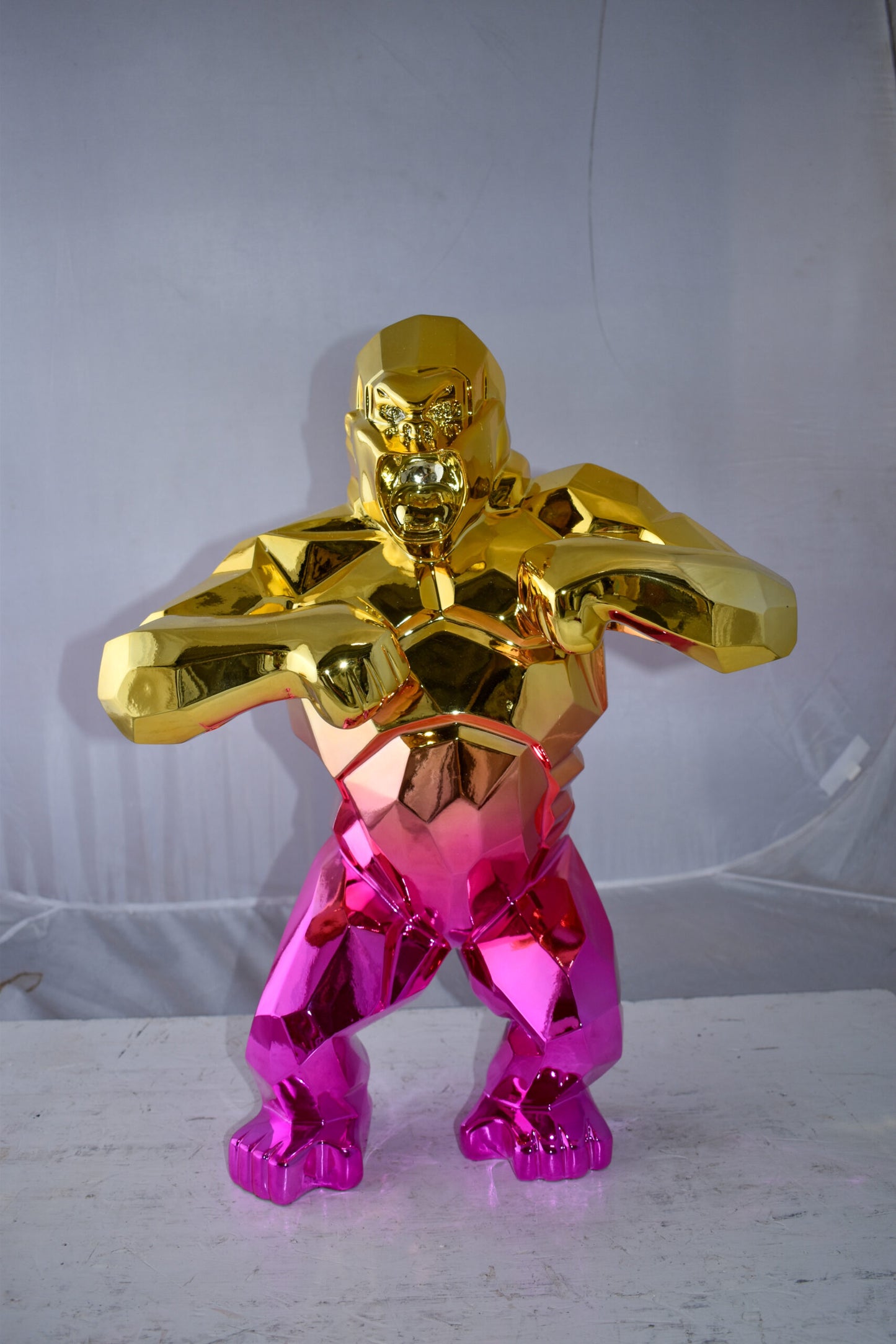 Textile Red and Gold King Kong Statue  Size: 18" x 9" x 23"H