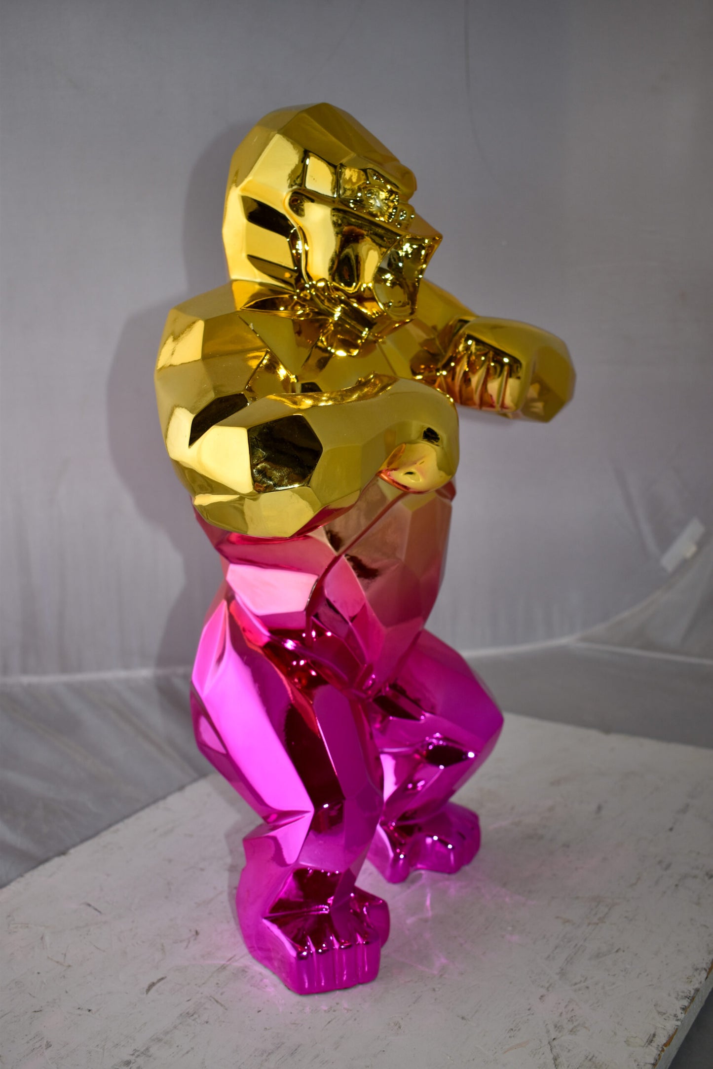 Textile Red and Gold King Kong Statue  Size: 18" x 9" x 23"H