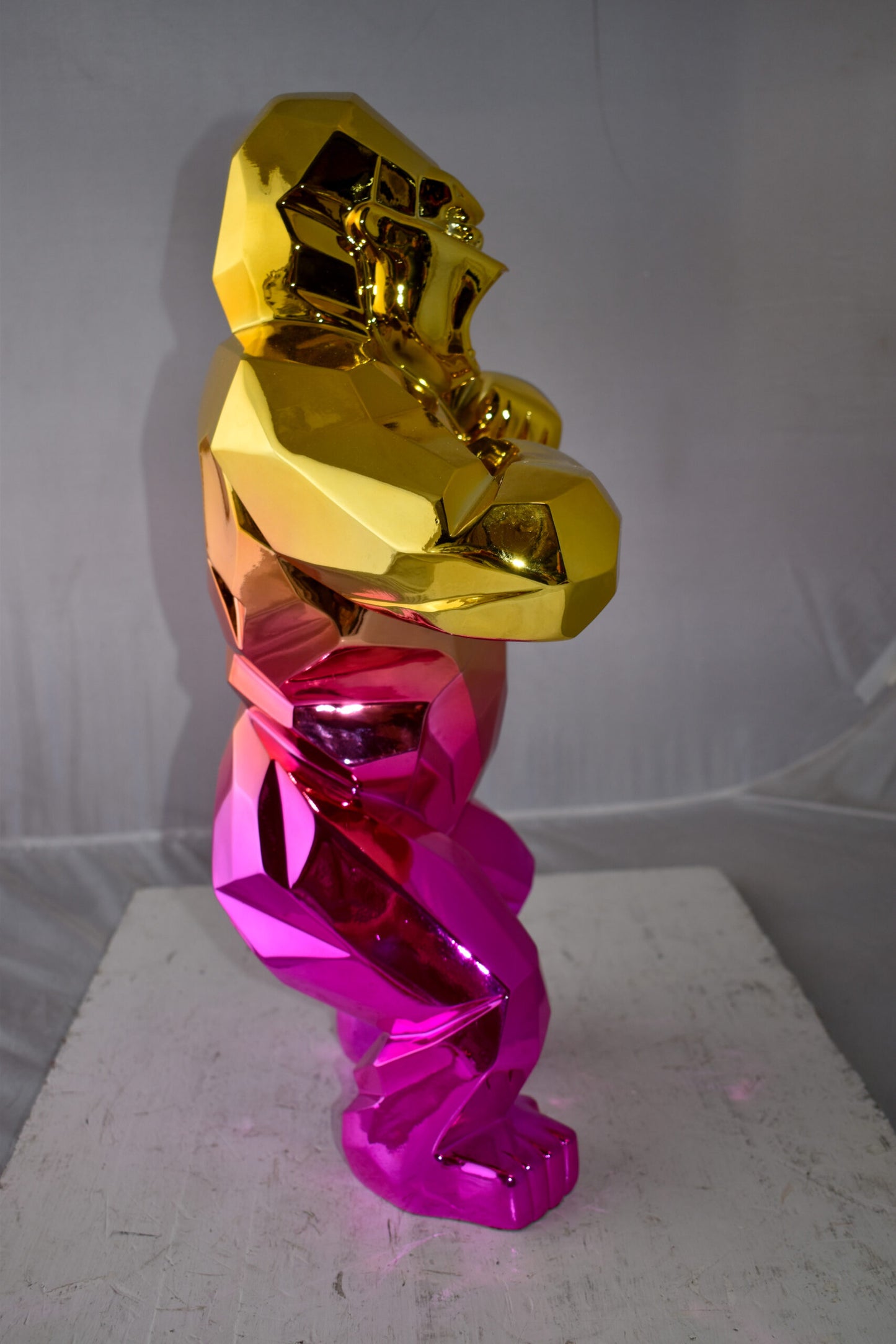 Textile Red and Gold King Kong Statue  Size: 18" x 9" x 23"H