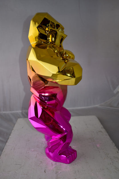 Textile Red and Gold King Kong Statue  Size: 18" x 9" x 23"H