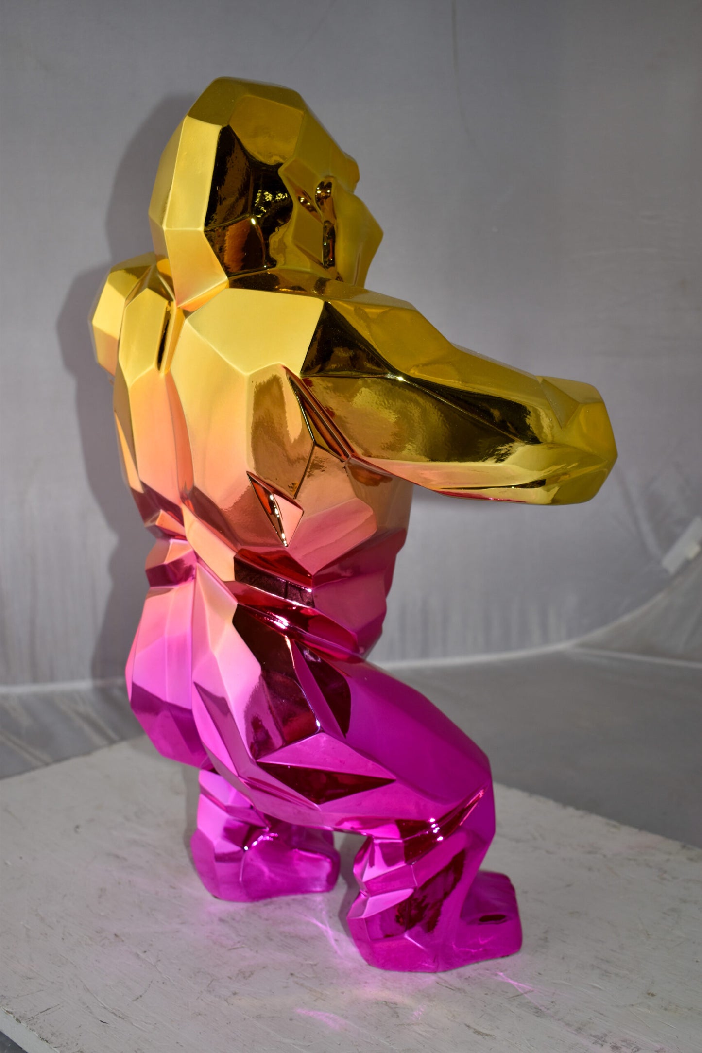 Textile Red and Gold King Kong Statue  Size: 18" x 9" x 23"H