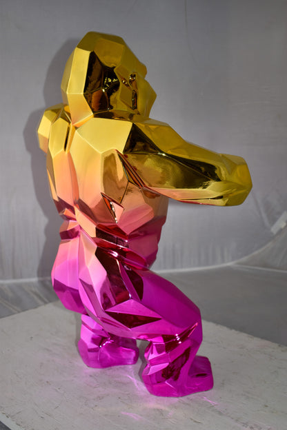 Textile Red and Gold King Kong Statue  Size: 18" x 9" x 23"H
