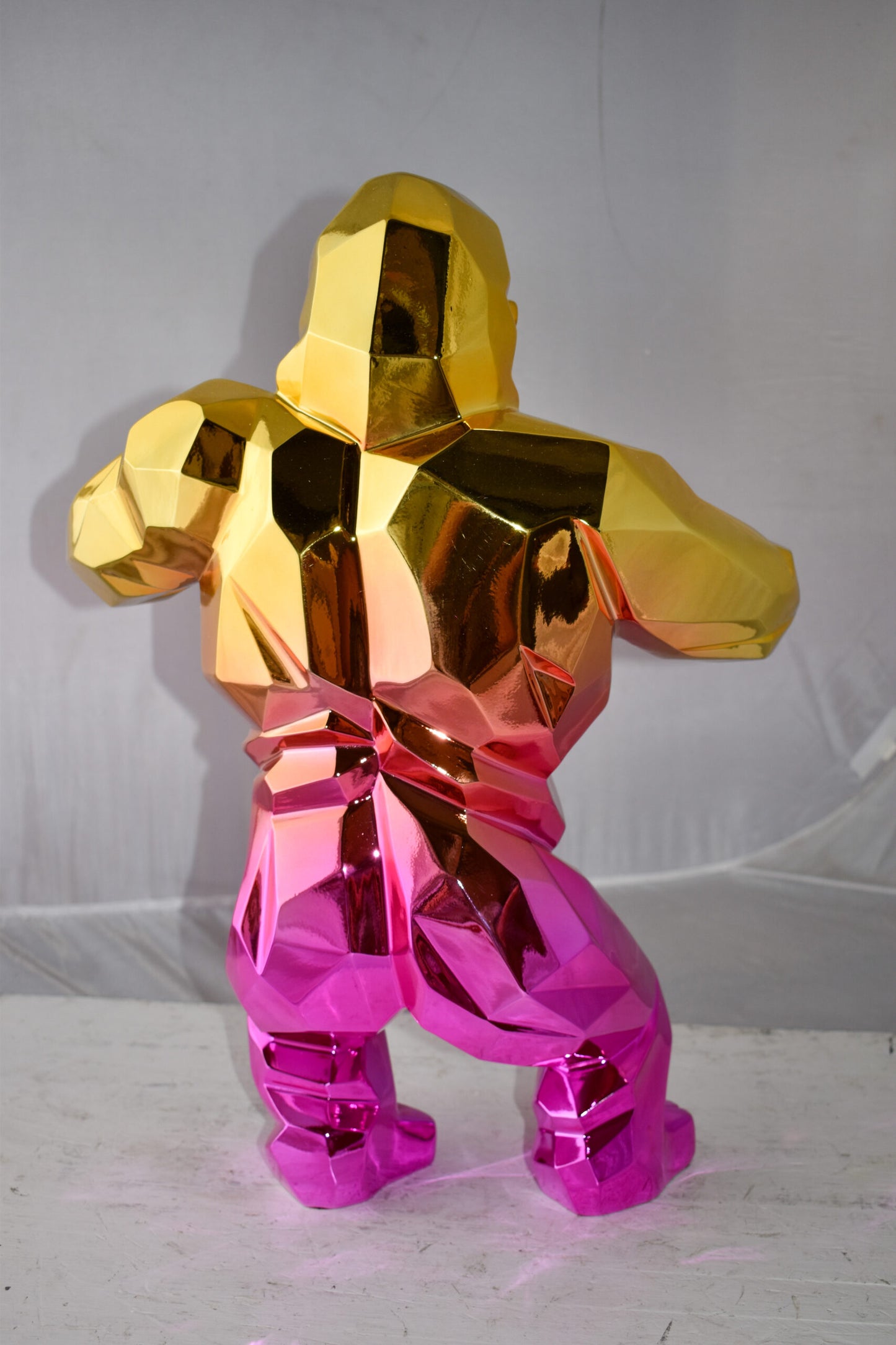 Textile Red and Gold King Kong Statue  Size: 18" x 9" x 23"H