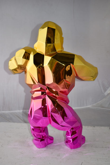 Textile Red and Gold King Kong Statue  Size: 18" x 9" x 23"H