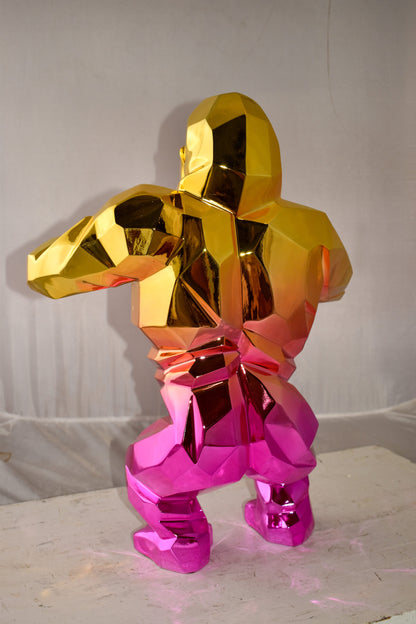 Textile Red and Gold King Kong Statue  Size: 18" x 9" x 23"H
