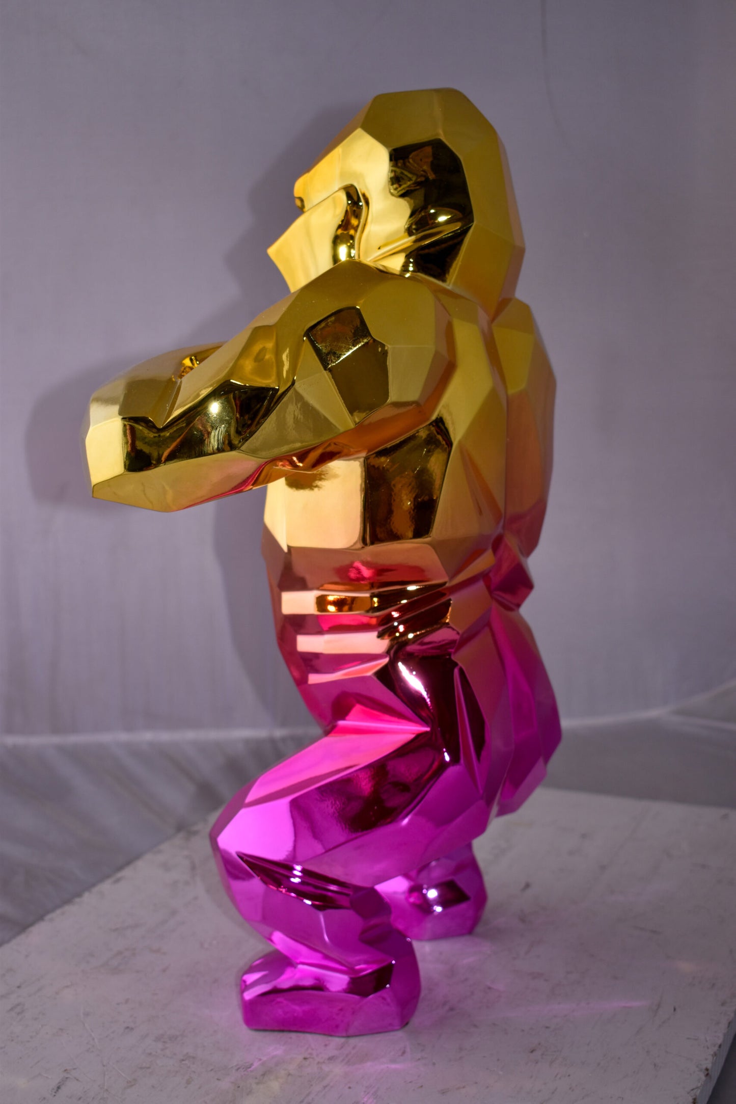 Textile Red and Gold King Kong Statue  Size: 18" x 9" x 23"H