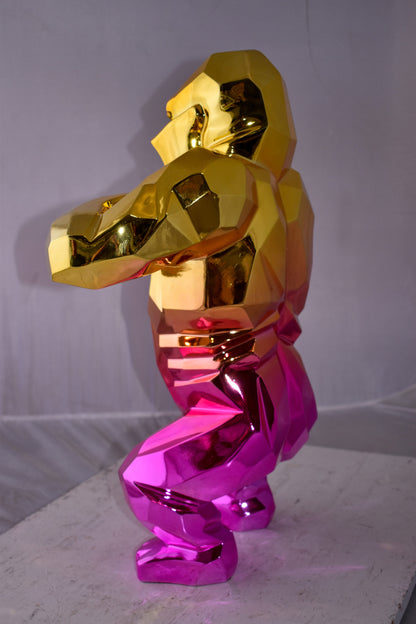 Textile Red and Gold King Kong Statue  Size: 18" x 9" x 23"H