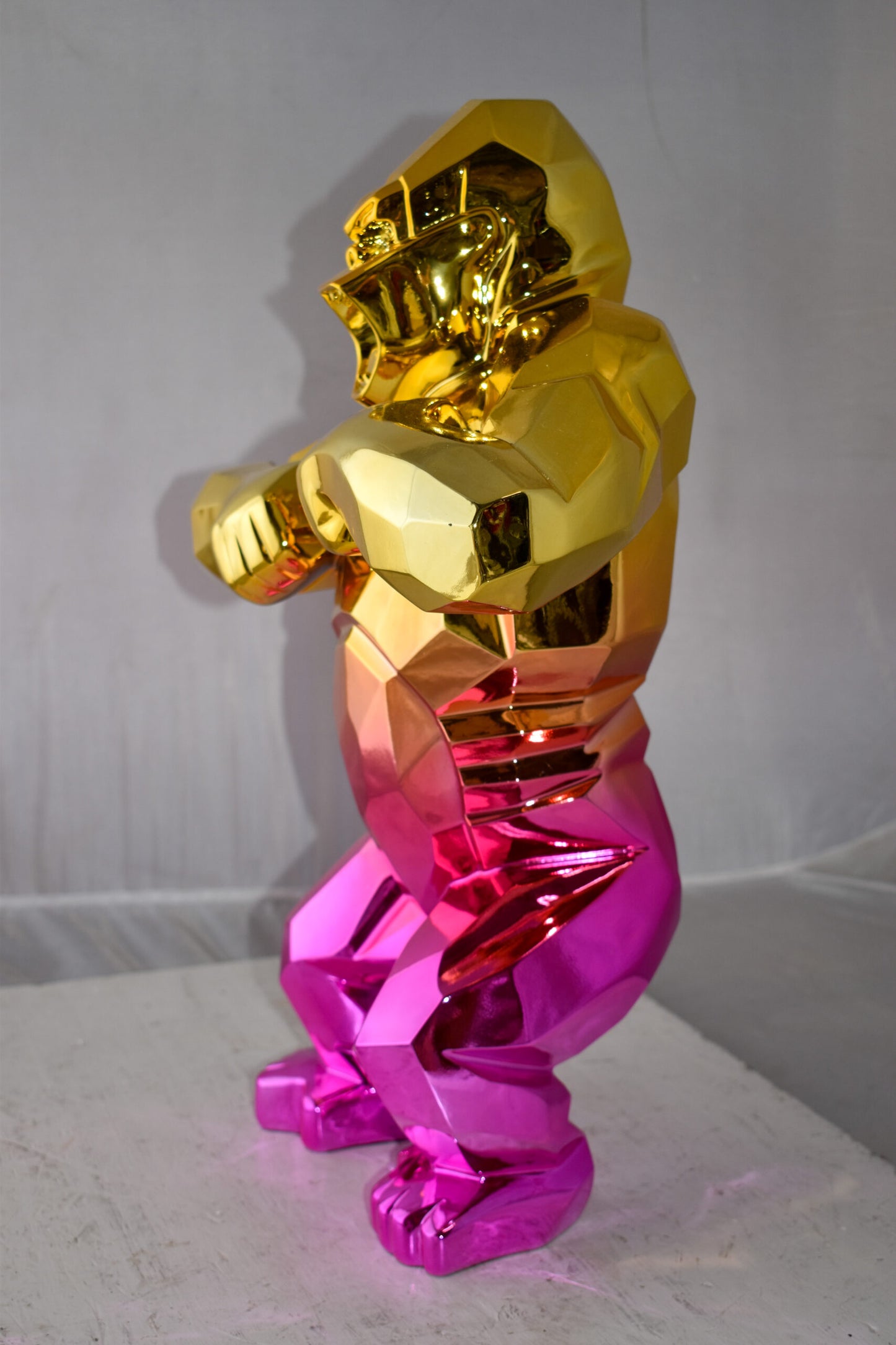 Textile Red and Gold King Kong Statue  Size: 18" x 9" x 23"H