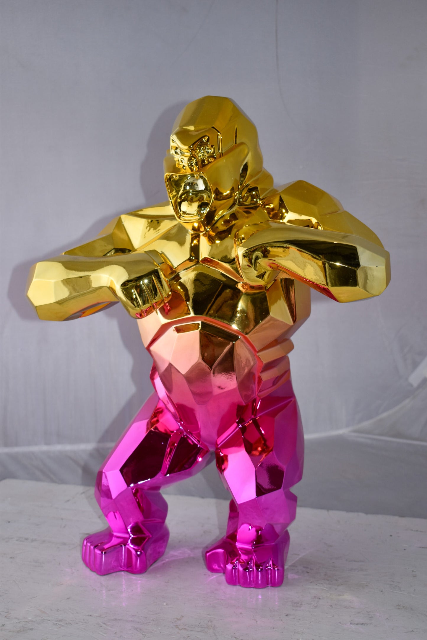 Textile Red and Gold King Kong Statue  Size: 18" x 9" x 23"H