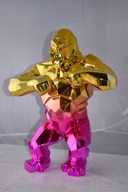 Textile Red and Gold King Kong Statue  Size: 18" x 9" x 23"H