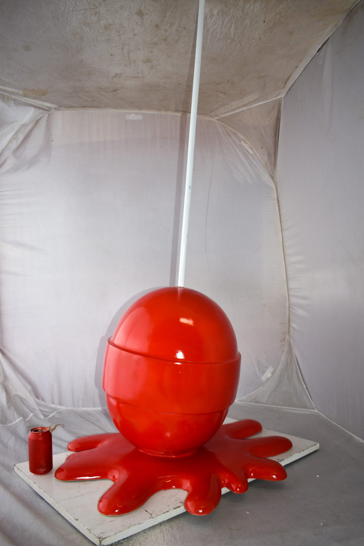 Giant Red Lollipop Melted on The Ground Resin Statue Size: 31" x 27" x 56"H