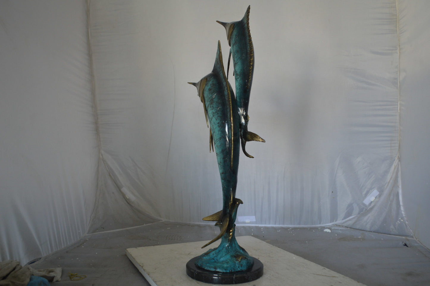 Pair of Marlin Fish Bronze Statue - Size: 16"L x 7"W x 31"H.