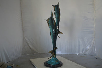 Pair of Marlin Fish Bronze Statue - Size: 16"L x 7"W x 31"H.