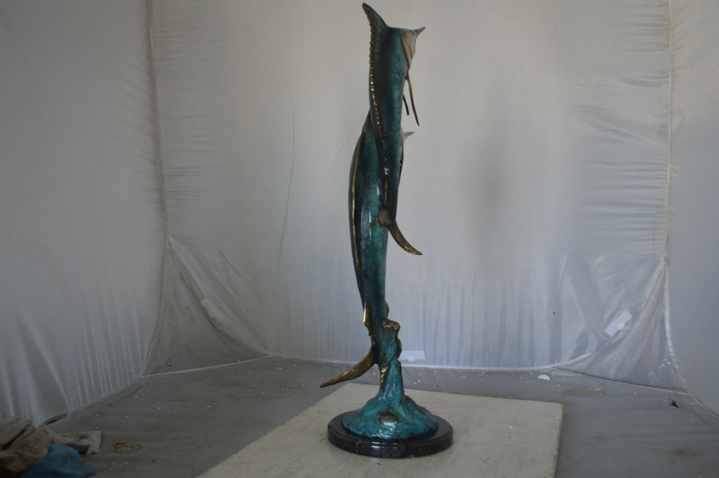 Pair of Marlin Fish Bronze Statue - Size: 16"L x 7"W x 31"H.