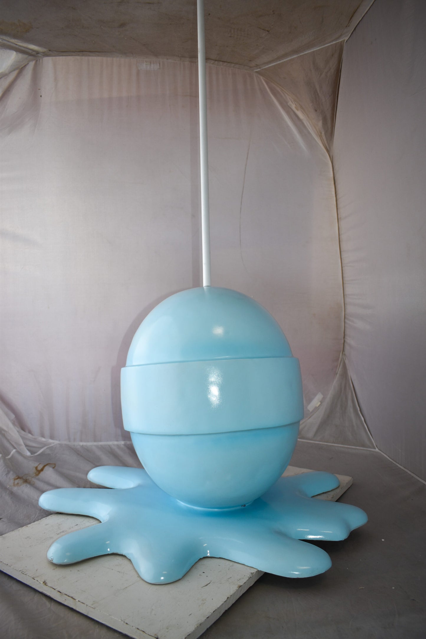 Giant Blue Lollipop Melted on The Ground Resin Statue Size: 31" x 27" x 56"H