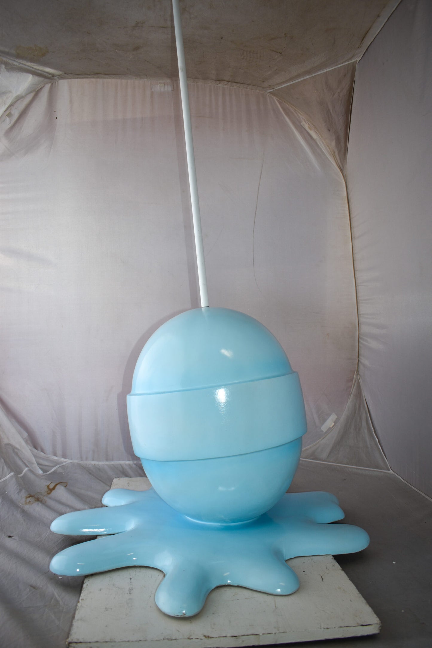 Giant Blue Lollipop Melted on The Ground Resin Statue Size: 31" x 27" x 56"H