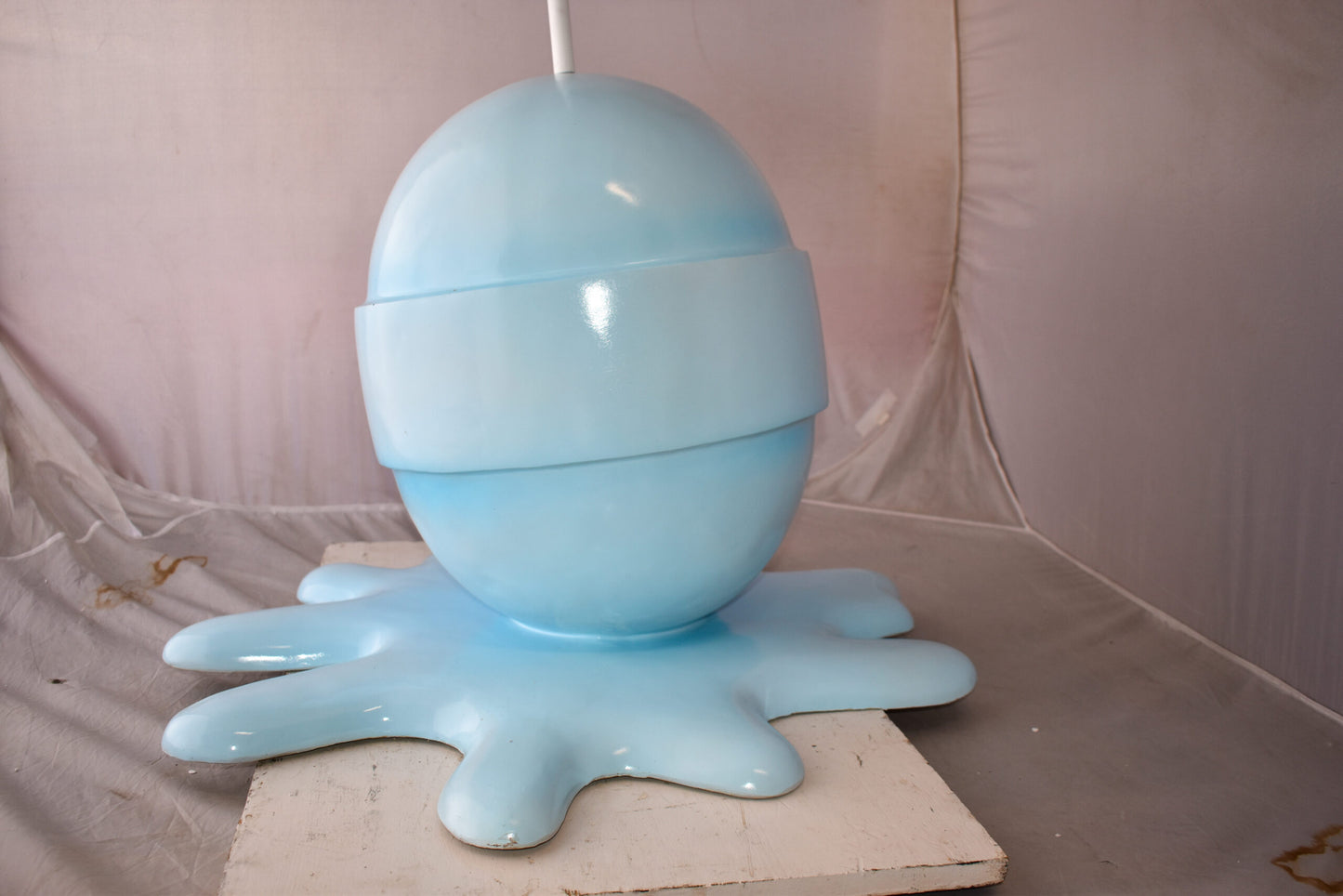 Giant Blue Lollipop Melted on The Ground Resin Statue Size: 31" x 27" x 56"H