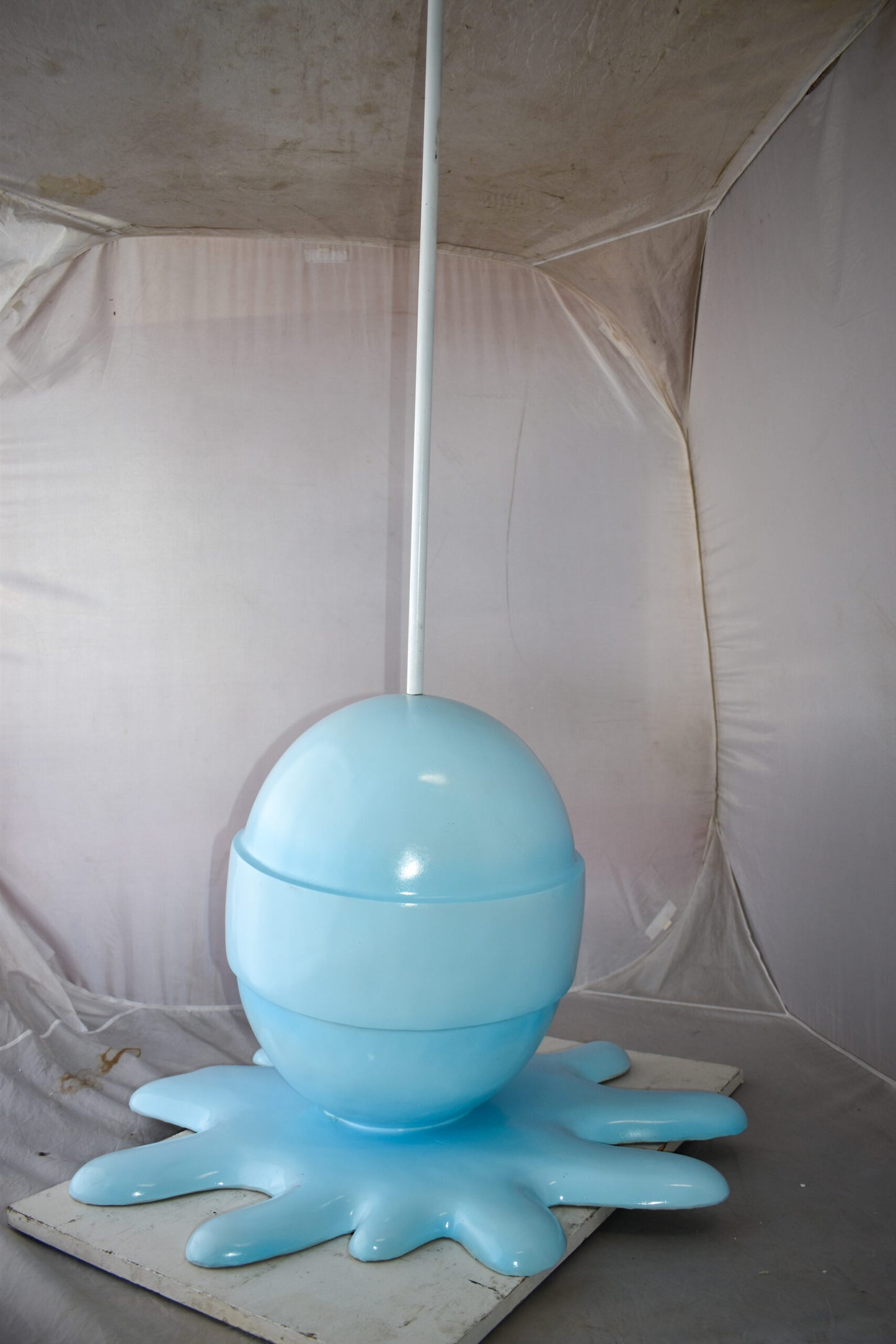 Giant Blue Lollipop Melted on The Ground Resin Statue Size: 31" x 27" x 56"H
