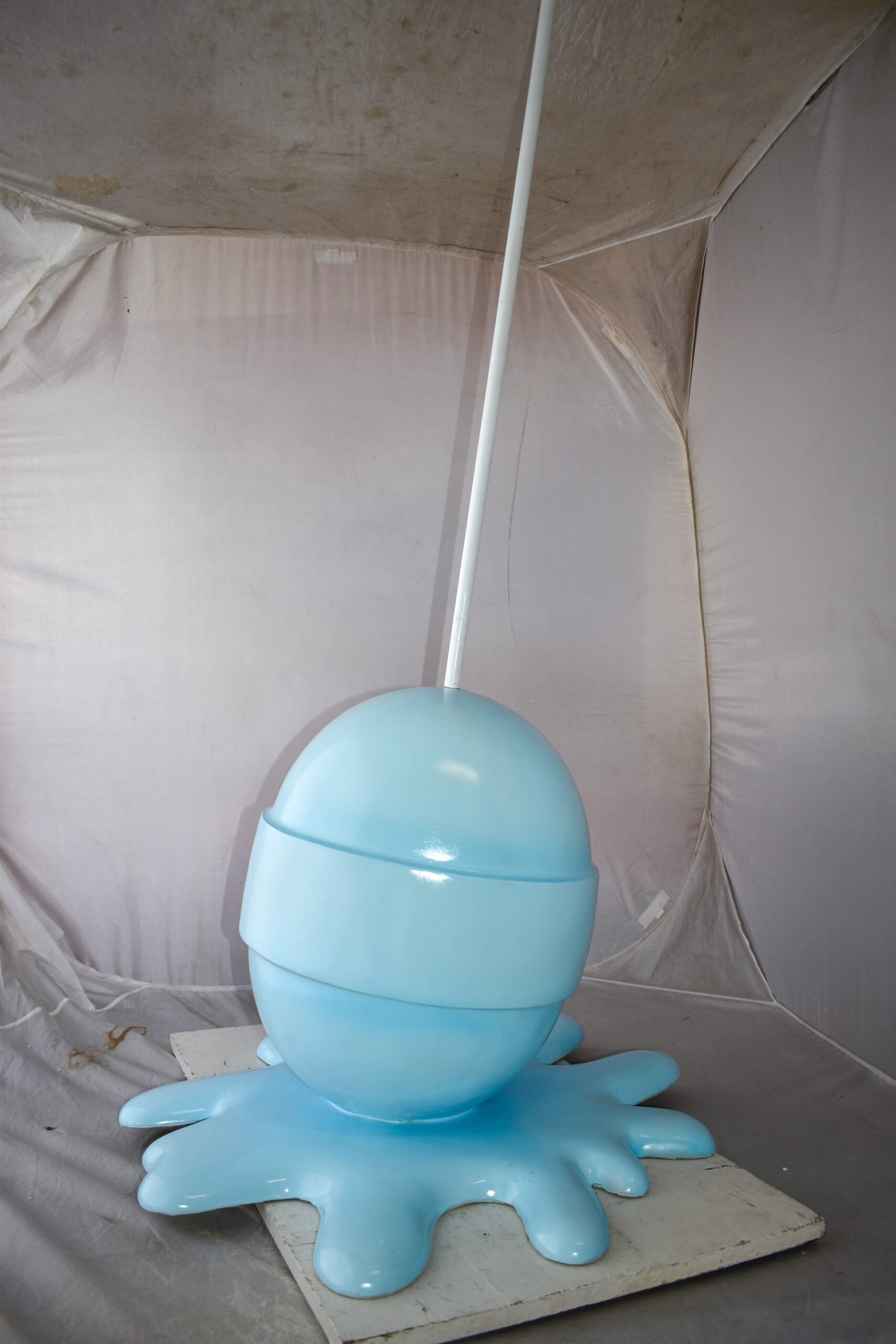 Giant Blue Lollipop Melted on The Ground Resin Statue Size: 31" x 27" x 56"H