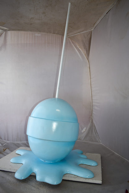 Giant Blue Lollipop Melted on The Ground Resin Statue Size: 31" x 27" x 56"H