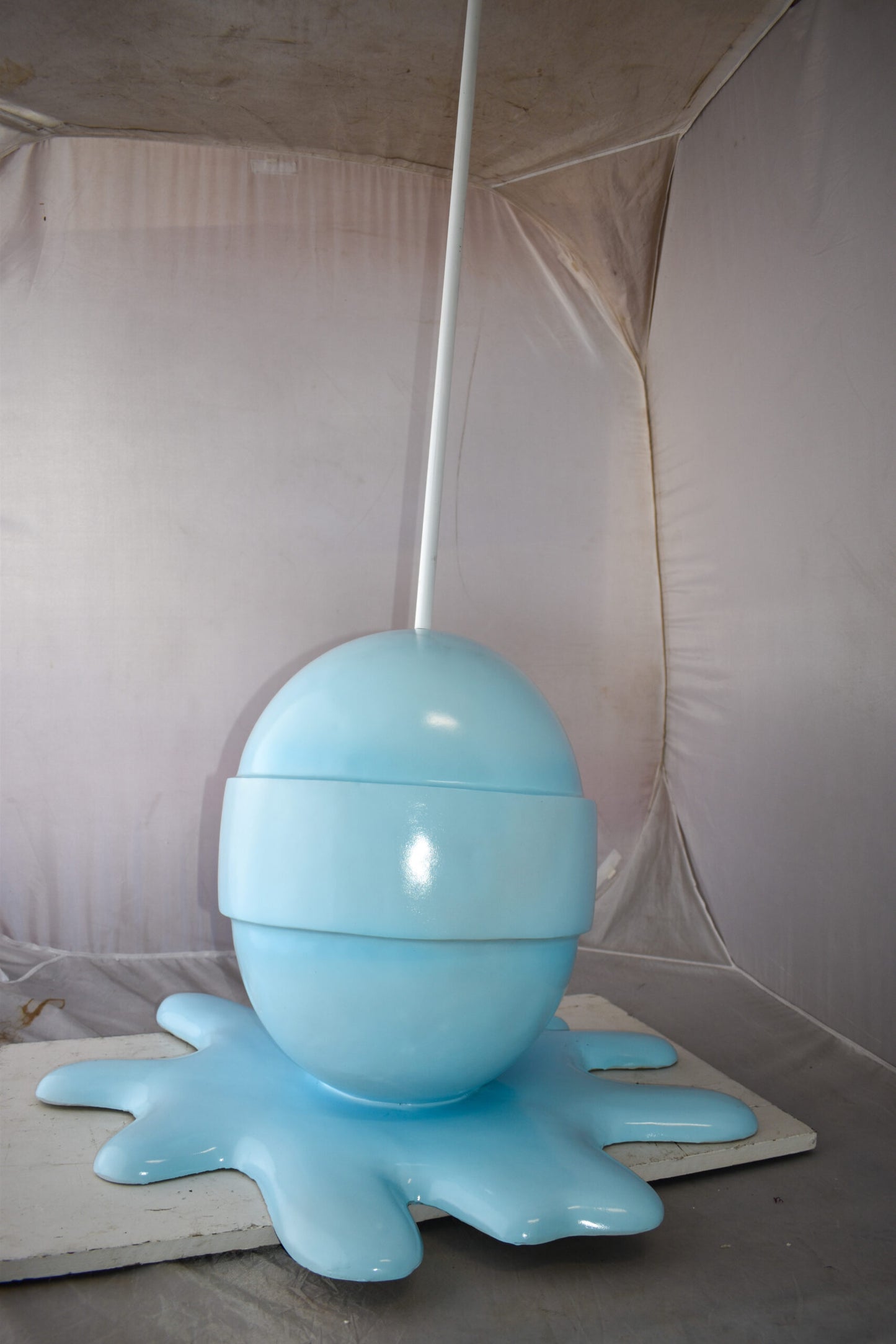 Giant Blue Lollipop Melted on The Ground Resin Statue Size: 31" x 27" x 56"H