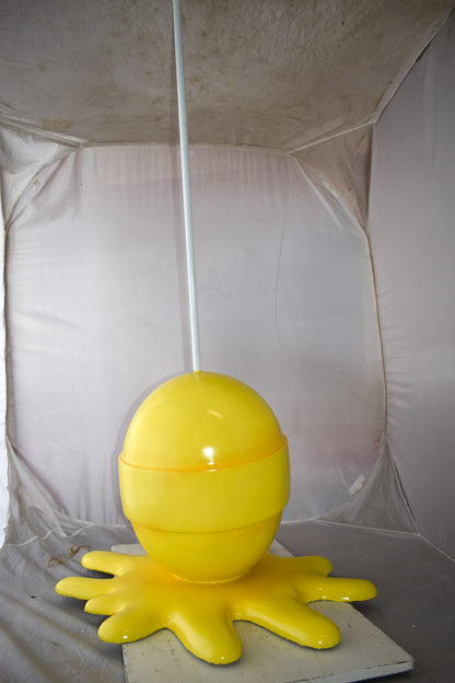 Giant Yellow Lollipop Melted on The Ground Resin Statue Size: 31" x 27" x 56"H