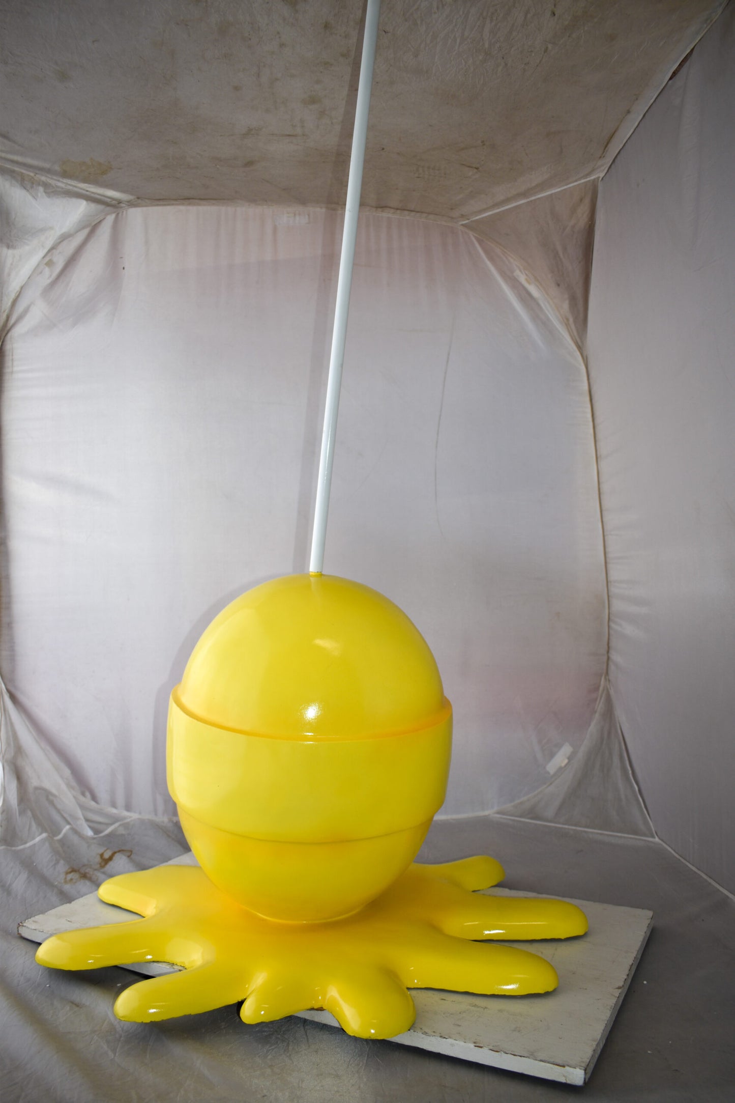 Giant Yellow Lollipop Melted on The Ground Resin Statue Size: 31" x 27" x 56"H