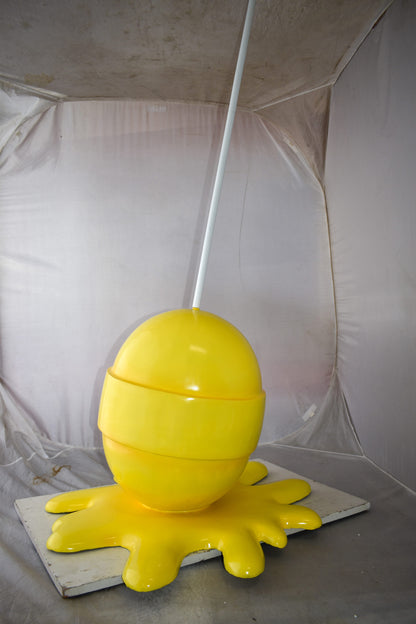 Giant Yellow Lollipop Melted on The Ground Resin Statue Size: 31" x 27" x 56"H