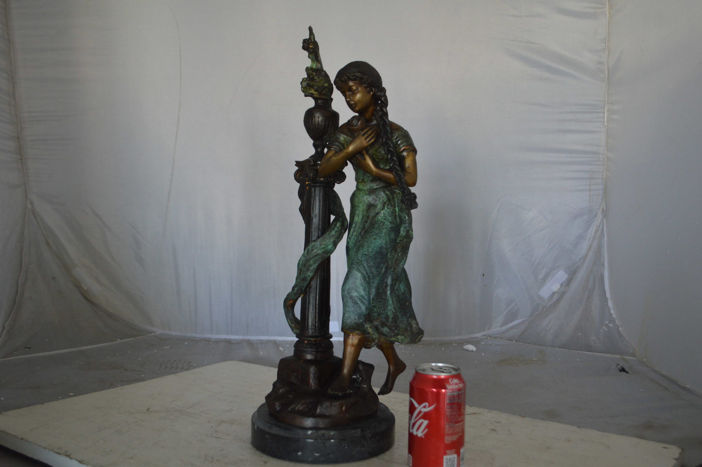 Les Amenes Beautiful Girl Bronze Statue - Size: 9"L x 8"W x 27"H.