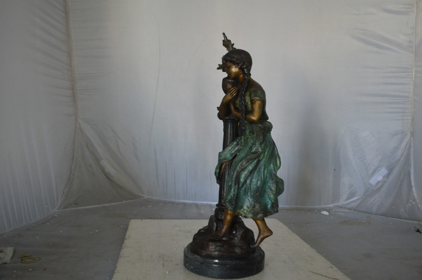 Les Amenes Beautiful Girl Bronze Statue - Size: 9"L x 8"W x 27"H.