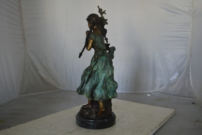 Les Amenes Beautiful Girl Bronze Statue - Size: 9"L x 8"W x 27"H.
