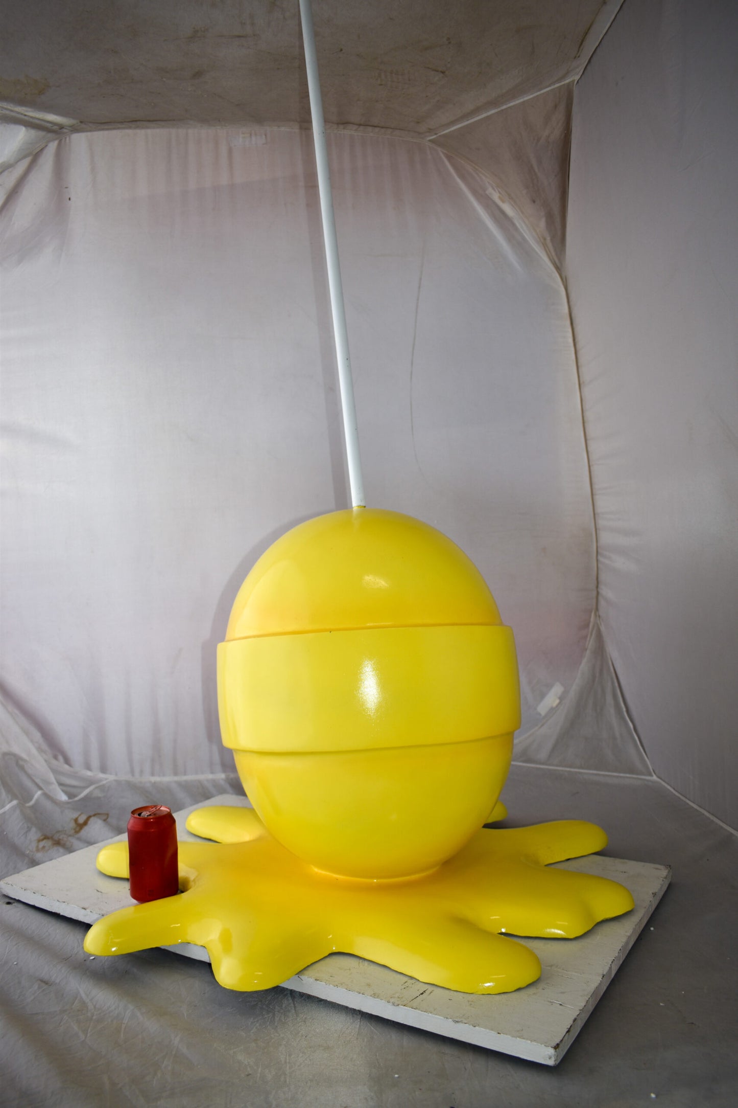 Giant Yellow Lollipop Melted on The Ground Resin Statue Size: 31" x 27" x 56"H