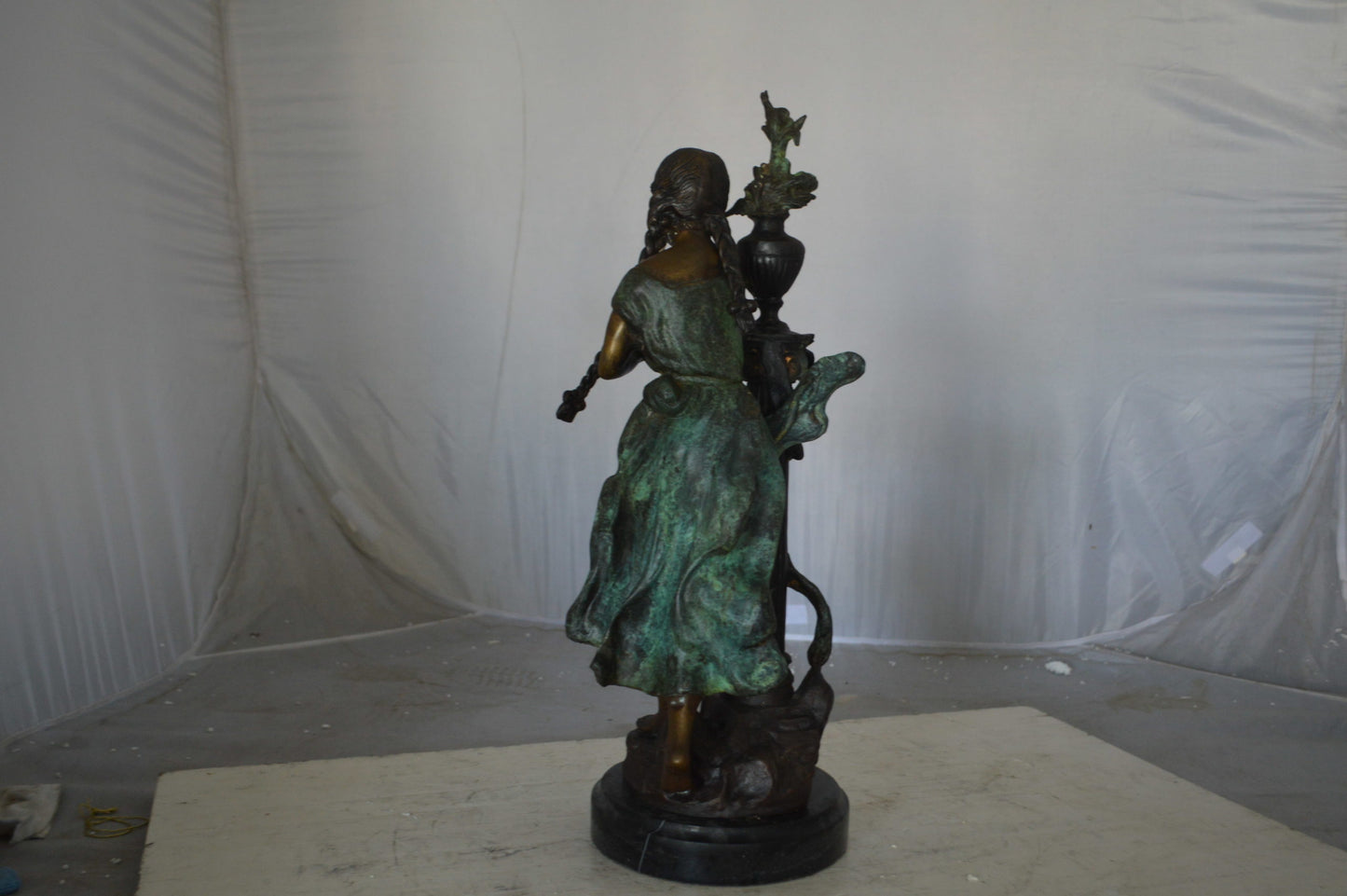 Les Amenes Beautiful Girl Bronze Statue - Size: 9"L x 8"W x 27"H.