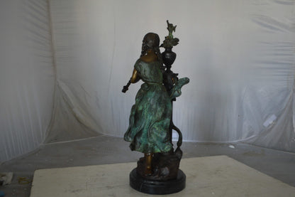 Les Amenes Beautiful Girl Bronze Statue - Size: 9"L x 8"W x 27"H.