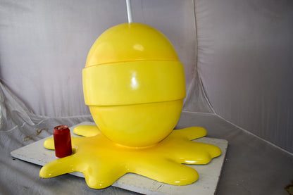 Giant Yellow Lollipop Melted on The Ground Resin Statue Size: 31" x 27" x 56"H