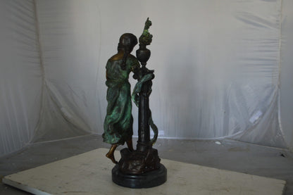 Les Amenes Beautiful Girl Bronze Statue - Size: 9"L x 8"W x 27"H.
