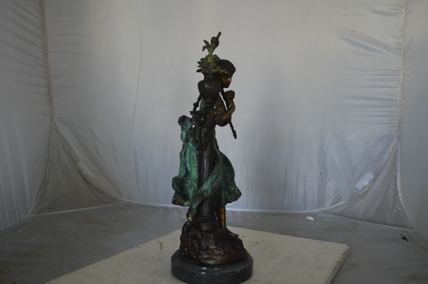 Les Amenes Beautiful Girl Bronze Statue - Size: 9"L x 8"W x 27"H.