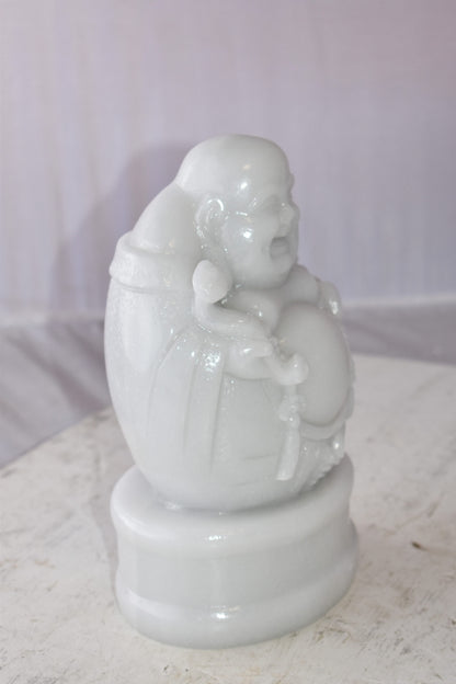 Buddha White Mounted on A Base Jade Statue Size: 7" x 5" x 12"H
