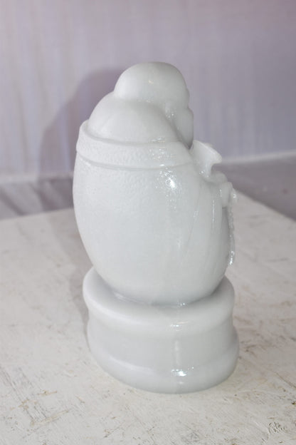 Buddha White Mounted on A Base Jade Statue Size: 7" x 5" x 12"H