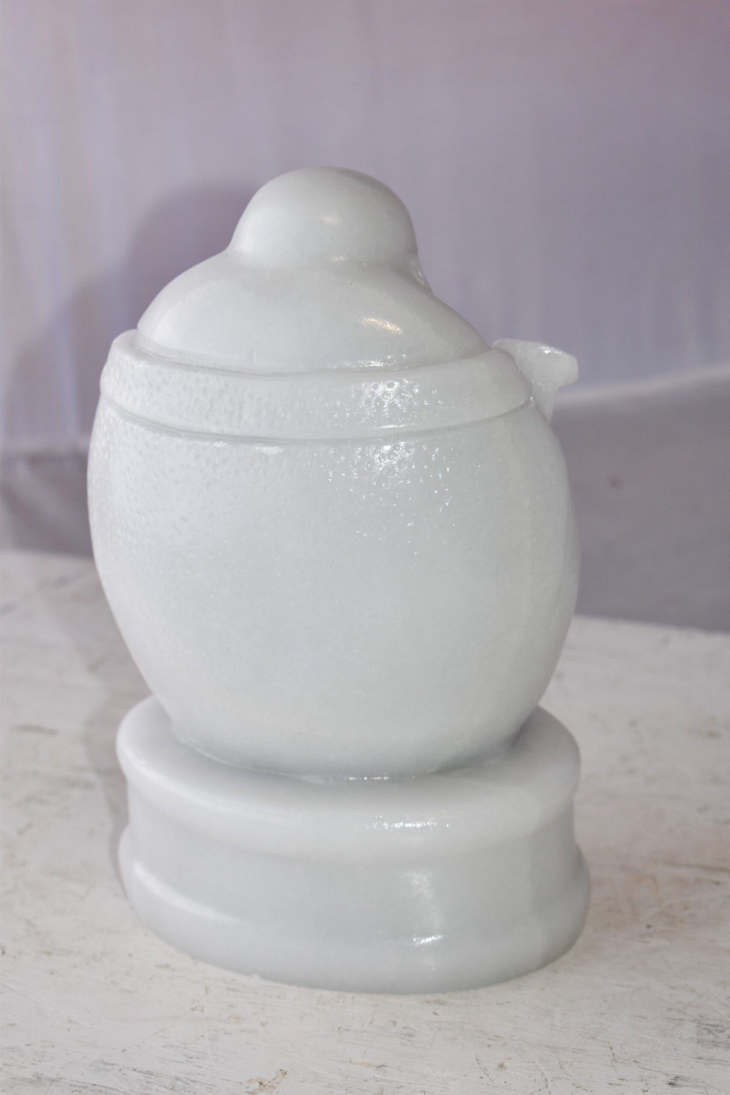 Buddha White Mounted on A Base Jade Statue Size: 7" x 5" x 12"H