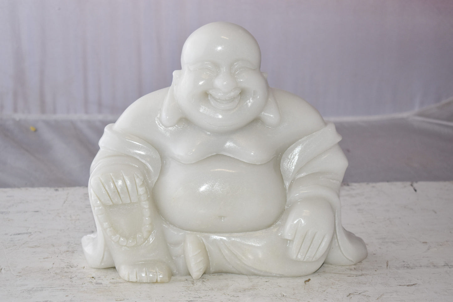 Buddha White Made of Jade Statue Size: 13" x 4" x 10"H