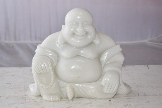Buddha White Made of Jade Statue Size: 13" x 4" x 10"H