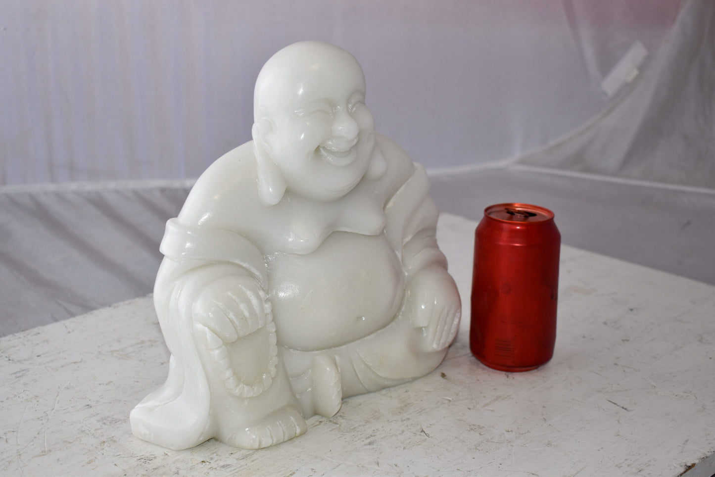 Buddha White Made of Jade Statue Size: 13" x 4" x 10"H